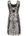 PrettyGuide Women's 1920s Gatsby Sequin Art Deco Scalloped Hem Inspired Flapper Dress M Gold