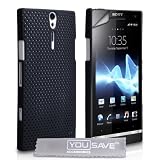 Yousave Accessories TM Schwarz Masche Harte Zur�ck Schutzh�lle Tasche F�r Das Sony Ericsson Xperia S LT26i Mit Displayschutz Folie Und Graues Micro Faser Poliertuchvon "Yousave"