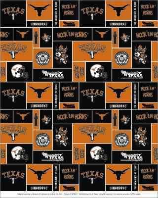 College University of Texas Longhorns 012 Print Fleece Fabric By the Yard