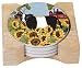 CounterArt Sunflower Cow Design Round Absorbent Coasters in Wooden Holder, Set of 4