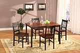 5 PC. Set Brown Fudge Wood Finish Dining Room Kitchen Table And 4 Chairs