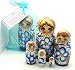 BuyRussianGifts Authentic Russian Nesting Doll Hand Painted 5 Piece Wooden Doll Set in a Gift Bag / 5 inch Tall Blue / Gold