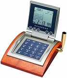 ADESSO (アデッソ) 置き時計 ワールドタイム ウッドペンホルダー 電卓 AQ-243TP