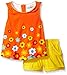 Rare Editions Little Girls' Toddler Flower Printed Short Set, Coral/Yellow, 4T
