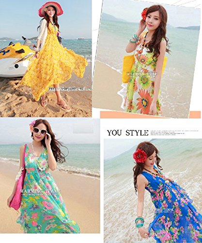 [Kapua] エレガント フェミニン フラワー 柄 シフォン マキシ ワンピース レディース op （ ４色展開 ）