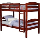 WE Furniture Twin / Twin Solid Wood Bunk Bed - Cherry