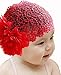 Baby Girl Toddler Cute Lace Wide Headband with Big Flower Stretch Headwear (Red)