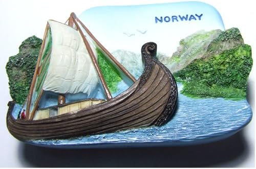 Souvenir Antique Boat Viking Ship Norway, High Quality Resin Fridge 3d Magnet