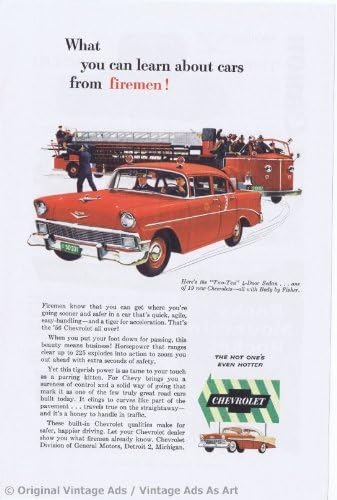 1956 Chevrolet Two Ten 4dr Sedan Red "Firehouse car" Vintage Ad