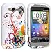 TPU Rubber Skin Case for HTC Wildfire S, White / Colorful Flowers with Ribbons