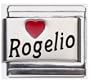 Rogelio Red Heart Laser Name Italian Charm Link