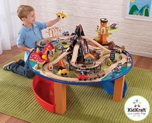 Kidkraft 17978 - Dinosaurier Eisenbahn-Set mit Tisch