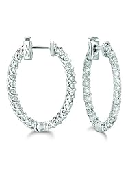 14KT White Gold Diamond 2.50 CT Hoop Earring