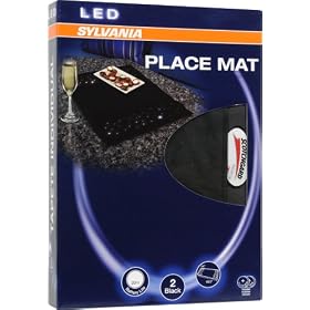 Sylvania 72442 LED Lighted Placemat, Black with White Decorative LEDs