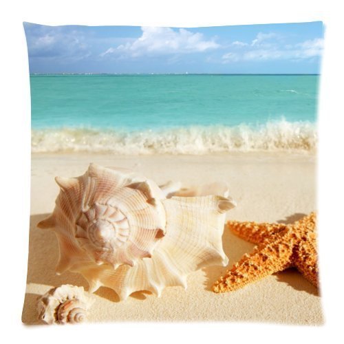 Sea Shell Seashell Clam Beach Decorative Square Zippered Throw Pillow Case Cushion Cover 18x18 Inches