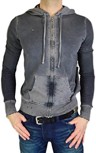 Rockstar Sushi Men's Jacket Zip Up Hoodie Rockstar Font in Union Flag, Gray, Small