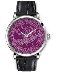 SPRAWL Aanalog Fashion Series Silver Ladies Watches of Genuine Black Leather Strap,Unique Wrist Watch for Women Girls Designed with Ancient Chinese Design