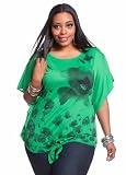 Ashley Stewart Womens Plus Size Studded Floral Self-Tie Front Top