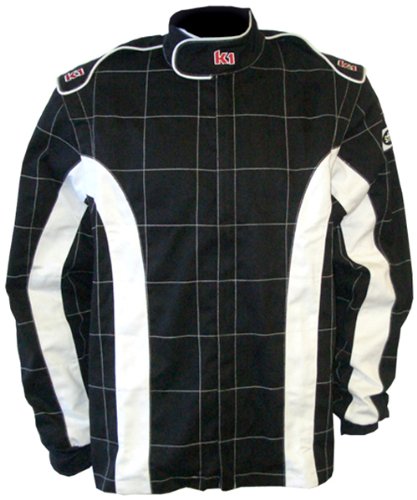 K1 Race Gear 30063424 Black/White XXX-Large Proban Single Layer Cotton Fire Jacket