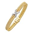 14K Yellow Gold Diamond Accent Basket-Weave Bangle Bracelet - 7.25 inches
