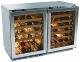 Perlick H2RD4WD4B 48 Built-in Refrigerator/Wine Cooler with 48 Bottle Capacity, Variable Speed Compressor, Electronic Digital Control & Temperature Readout and Dual Temperature Zones: Double Overlay Glass/Panel Required