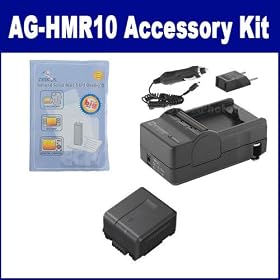 Panasonic AG-HMR10 Camcorder Accessory Kit includes: SDM-130 Charger, ZELCKSG Care & Cleaning, SDVWVBG130 Battery