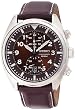 Stainless Steel Chronograph Brown Dial Leather Strap