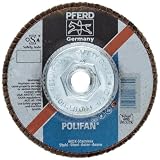 PFERD Polifan SG Abrasive Flap Disc, Type 29, Threaded Hole, Phenolic Resin Backing, Aluminum Oxide, 4-1/2" Dia., 120 Grit (Pack of 1)