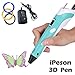 Ipeson 3d printing pen, 3d pen for artist scribbler, 3d drawing and painting with free 3 loops filament,10gram/color (Blue)