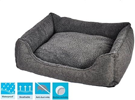 Modern luxurious Large Cat or Dog Bed by SwissPets | Thick, Bolstered Ultra-Soft Microfiber | Easy-to-Clean, 100% Machine Washable, Tumble Dry