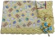 Baby Thin Flannel Blanket with Hand-crocheted Border and Matching Flower Pin for Mom