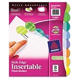 Avery Style Edge Insertable Plastic Dividers, 8-Tab Set (11201)