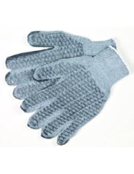 MCR Safety 9676LM Honey Grip Cotton/Polyester String Knit Honeycomb Gloves with White Hemmed Cuff, Gray, Large