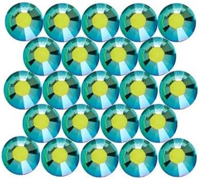 Swarovski Crystal, #2028 Xilion Rose Hotfix Crystal Flatback Rhinestones ss16, 50 Pcs, Fern Green AB