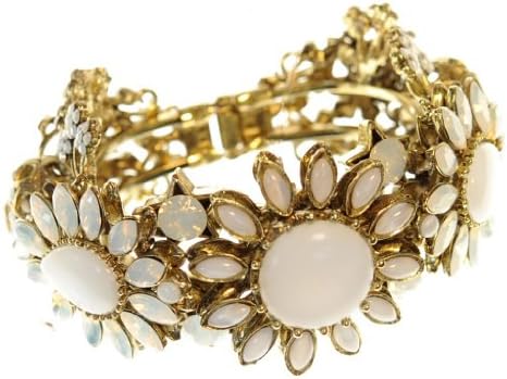 Otazu Summer 3-Flower Cuff In White Swarovski Crystals
