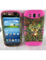 Samsung Galaxy S III S3 Snap On Hybrid Camouflage Camo Deer Case With Hot Pink