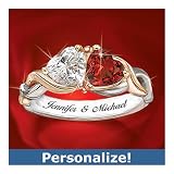 51OP2cnqKUL. SL160  Two Hearts, One Love Heart Shaped Personalized Ring: Romantic Jewelry Gift