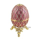 Egg Trinket Box Bejeweled Faberge Style - With Gold Stand -For Jewelry Ring Necklace- Mauve