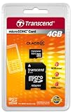 Transcend - Flash memory card ( microSDHC to SD adapter included ) - 4 GB - C...