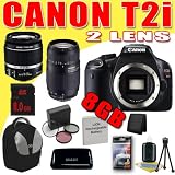 Canon EOS Rebel T2i 18 MP CMOS APS-C Digital SLR Camera w/ Canon EF-S 18-55mm f/3.5-5.6 IS Lens + Tamron AF 75-300mm f/4.0-5.6 LD Lens LPE8 Battery Filter Kit 8GB Backpack DavisMAX Bundle
