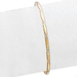 IMAGE OF Sterling Silver & 14 Kt Gold Diamond-cut Slip on Bangle Bracelet