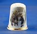 Porcelain China Collectable Thimble -- Christmas Victorian Children in Winter with Free Gift Box