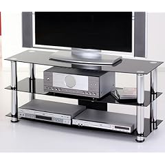 TV Rack TV Tisch Media Rack Phonotisch Max Schwarzglas