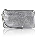 Befen Women Genuine Leather Clutch Wallet Smartphone Wristlet Purse - Silver