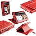 iGadgitz Red Genuine Leather Case Cover for Amazon Kindle Fire 7" Display 8GB Wi-fi Android Tablet