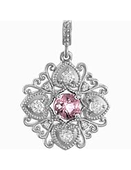 14K White Gold Pink Sapphire and Diamond Vintage-Inspired Pendant -- LIFETIME WARRANTY