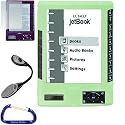Green ECTACO jetBook eBook Silicone Skin Case Cover (Green), Screen Protector with Lint Cleaning Cloth, LED Max Bright Light, and Free Carabiner Key Chain
