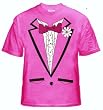 Men's Pink Tuxedo T-Shirt With Ruffles #1