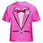 Men's Pink Tuxedo T-Shirt With Ruffles
