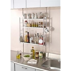 【クリックで詳細表示】突っ張りキッチンラック 3段 (大) ステンレス製 【送料無料】